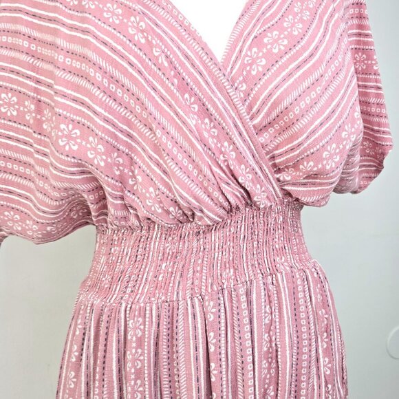 Vintage MAde in USA Promesa Dusty Pink Faux Wrap High Low Flowy Maxi Dress - Picture 4 of 10